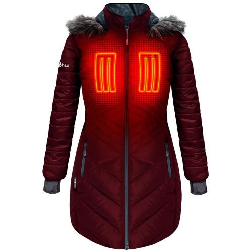 ActionHeat 5V Women's Heated Long Puffer Jacket W/ Hood - Front