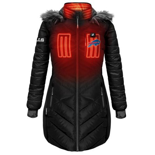 ActionHeat Buffalo Bills 5V Women's Long Puffer Battery Heated Jacket - Front